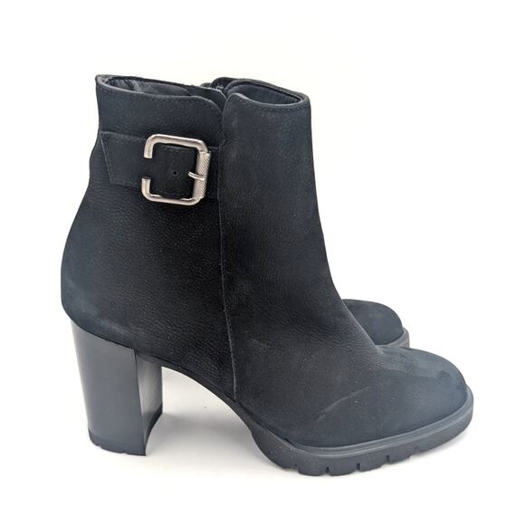 Paul Green Selma Lug Sole Bootie Platform Buckle Black Nubuck Size US8 UK5.5 - Picture 4 of 9